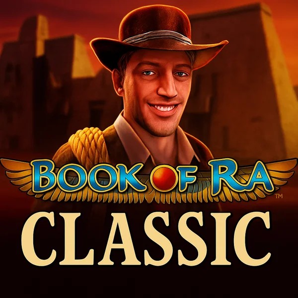 Book of Ra Classic slot logo by Novomatic at Bonuseria Casino